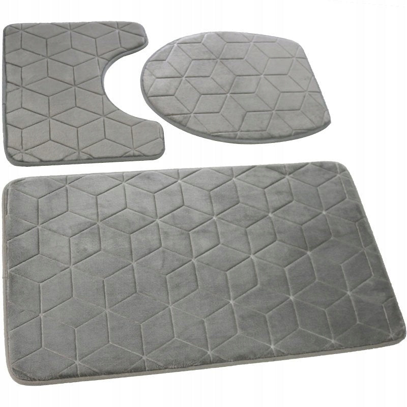 Sumba Bathroom Rugs Light Gray Anti-Slip, 3-piece set