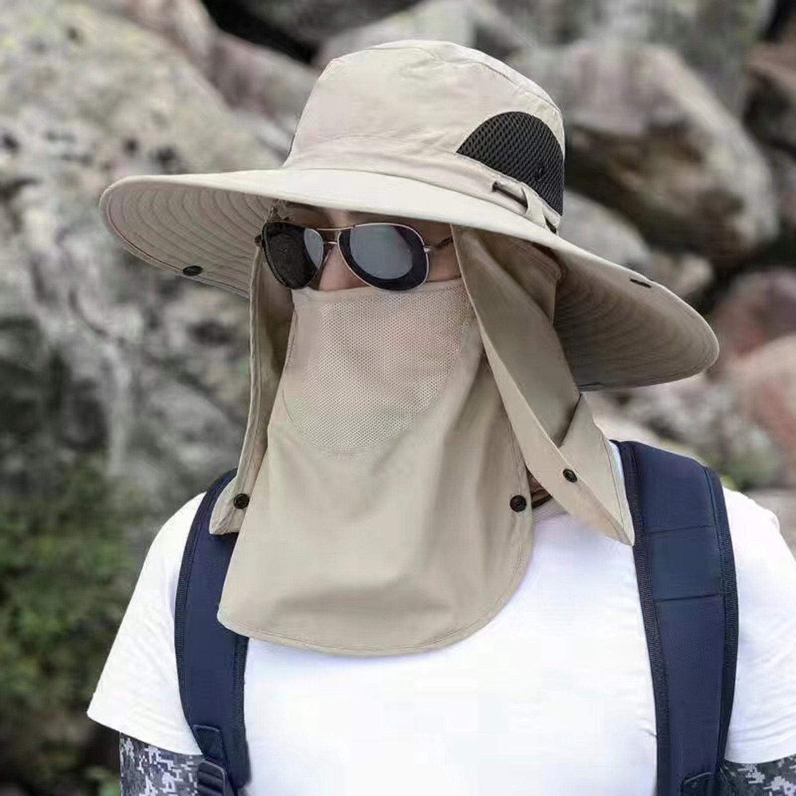 Sun Cap with Detachable Face Neck Flap Cover Beige Kind hat