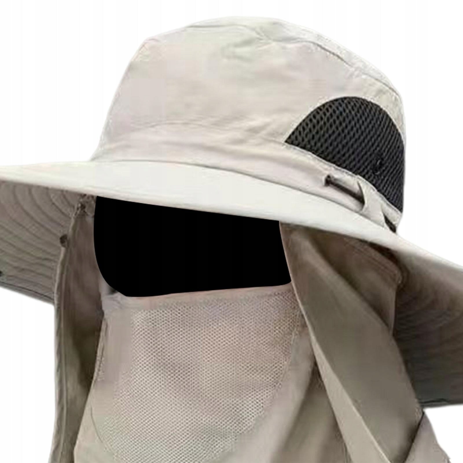 Sun Cap with Detachable Face Neck Flap Cover Beige Model Sun Hat