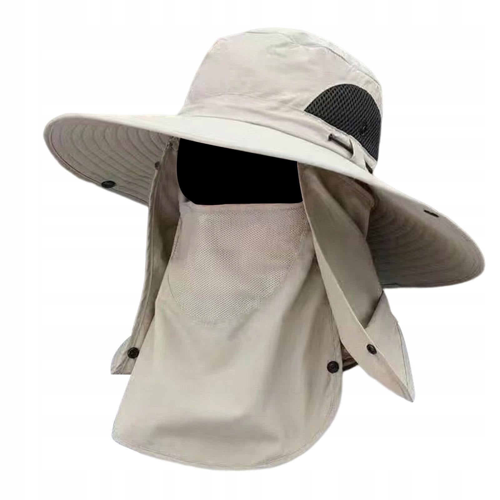 Sun Cap with Detachable Face Neck Flap Cover Beige