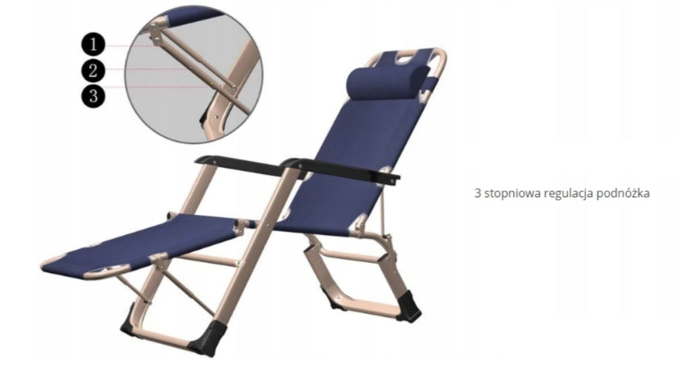 Sun Lounger Garden Chair ELEGANT FOLDING REINFORCED Model Elegancki