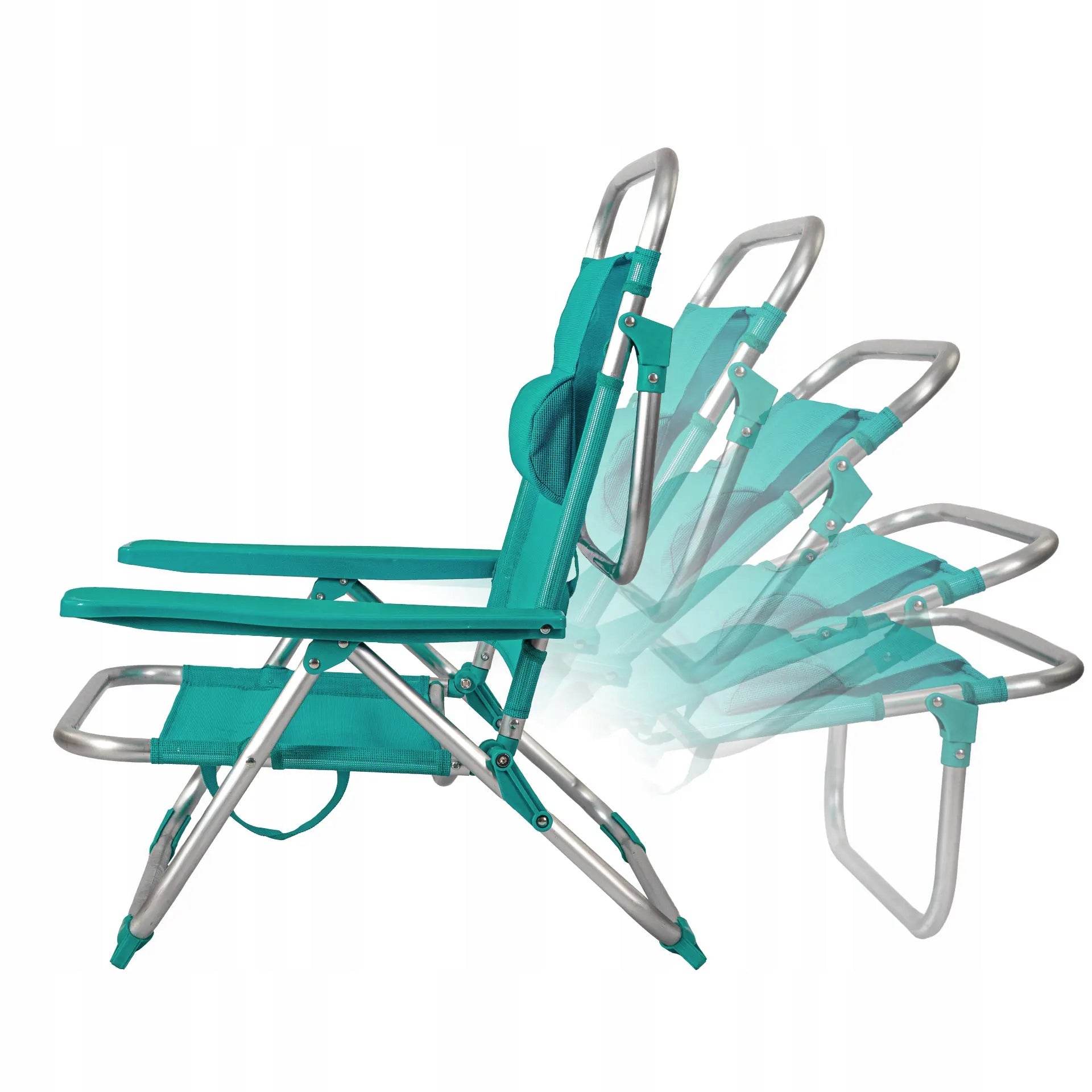 Sun Lounger / Hiking Chair 2in1 Turquoise Pocket Headrest Captain Mike Kind sunbed