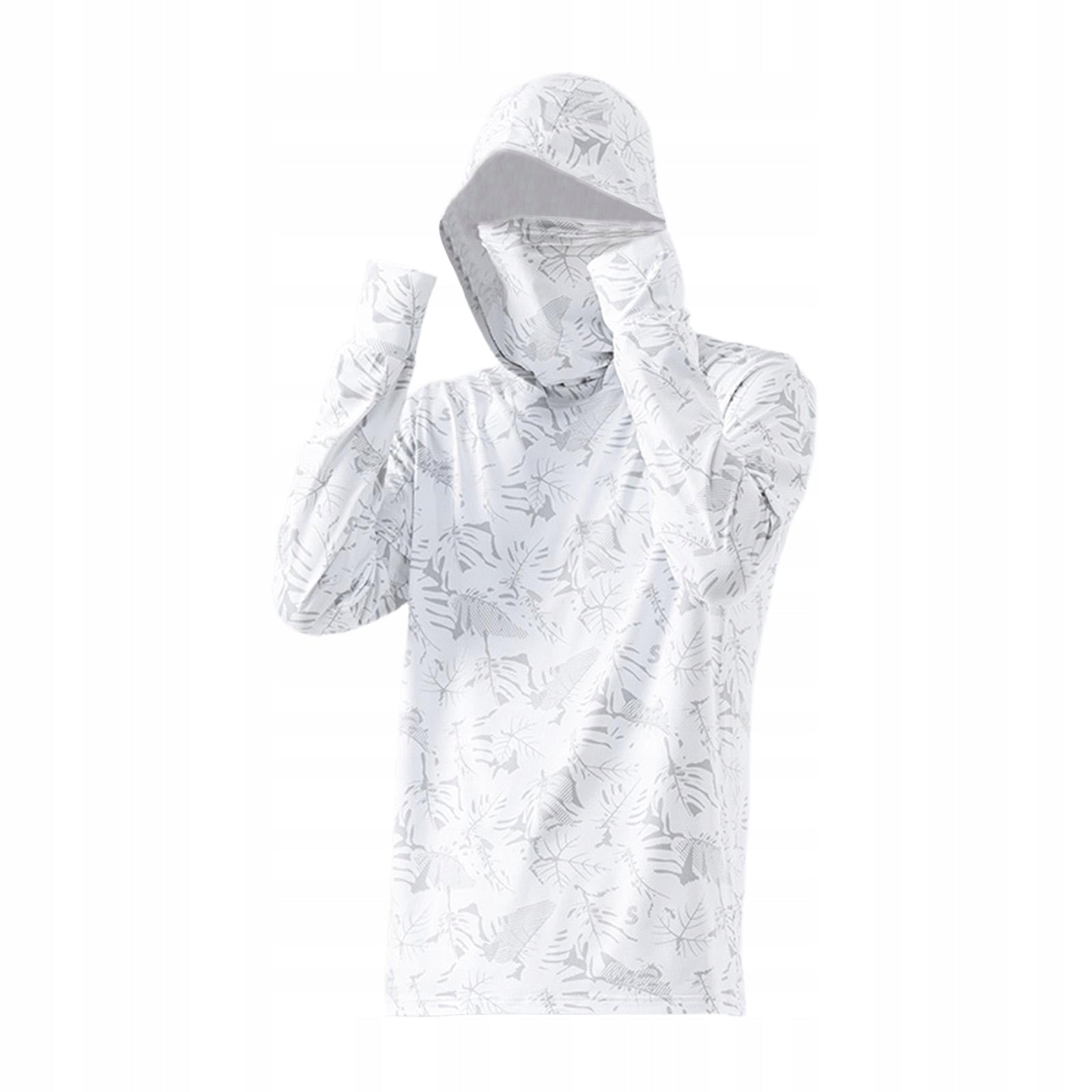 Sun Protection Hood for Men, Rashguard with Thumb Holes, Thin, XL White Size XL