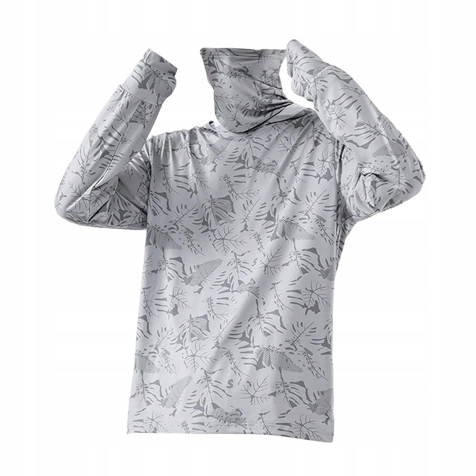 Sun Protection Hooded Shirt for Men, Sun Shirts, Comfortable, XL Light Gray Size XL