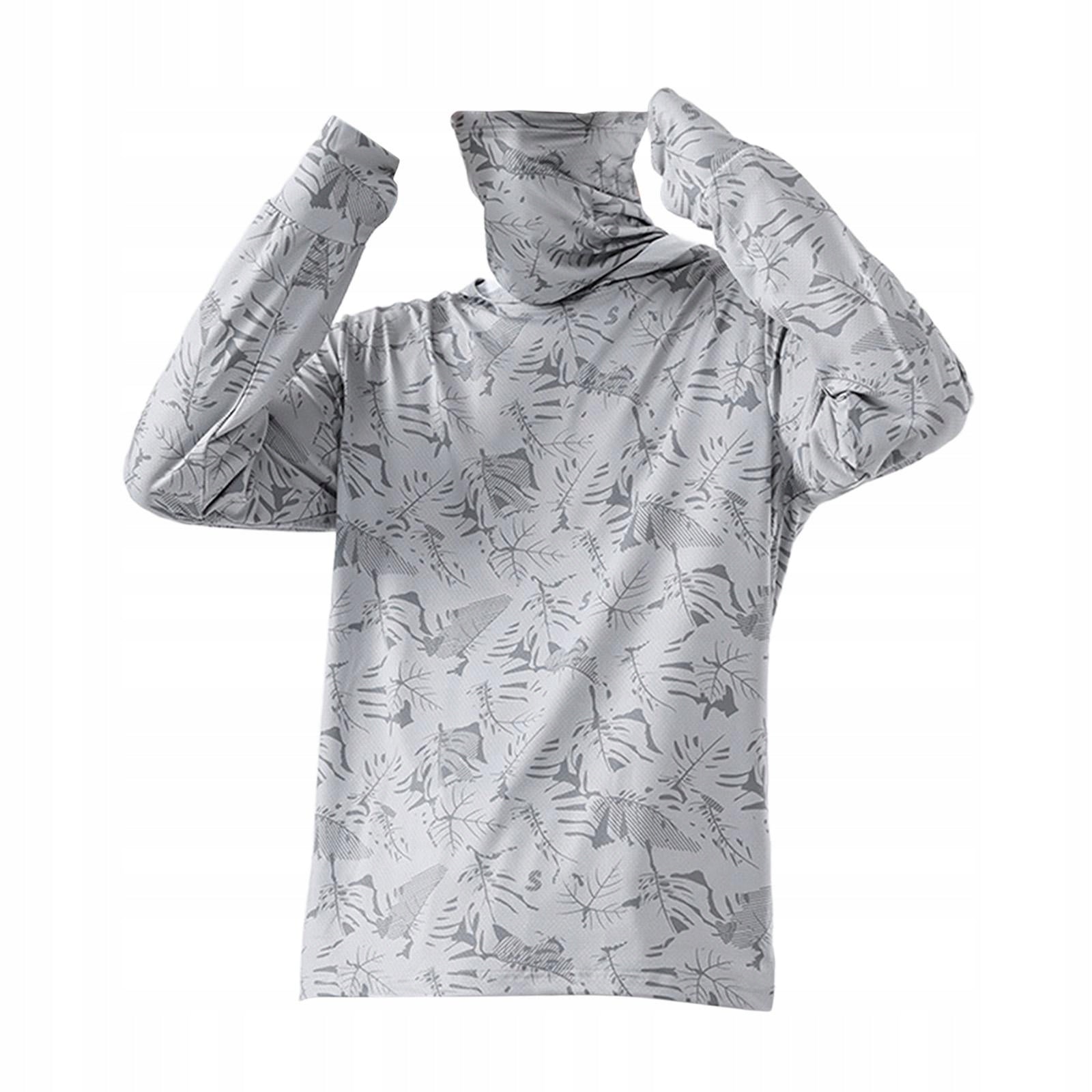 Sun Protection Jacket Men's Hoodie Long Sleeve Lightweight L Light Gray