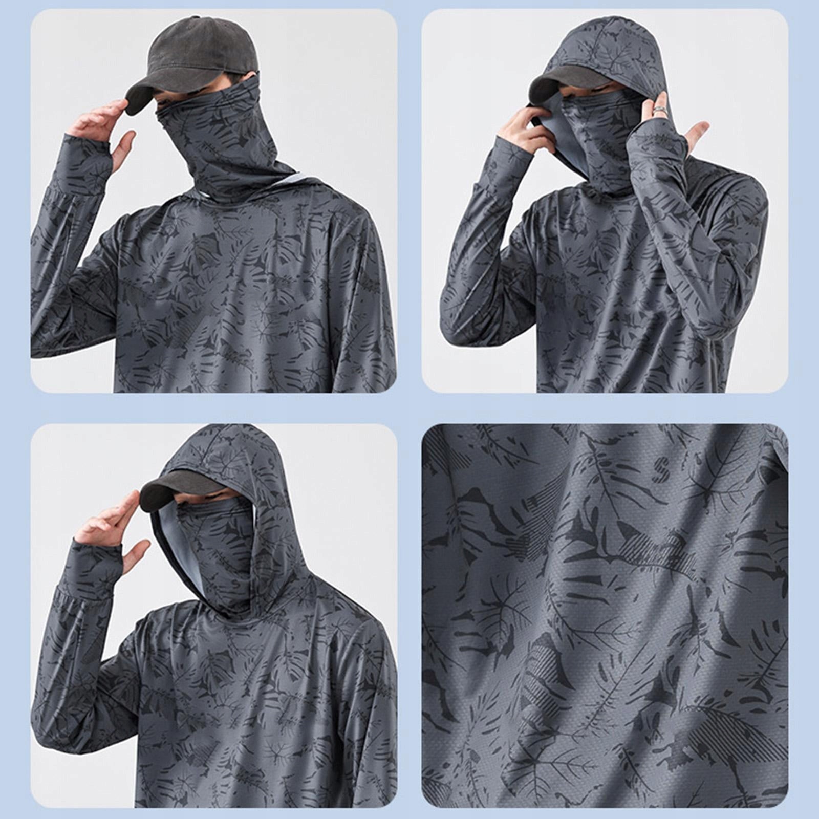 Sun Protection Jacket Men's Hoodie Long Sleeve Lightweight M Dark Gray Packaging status original