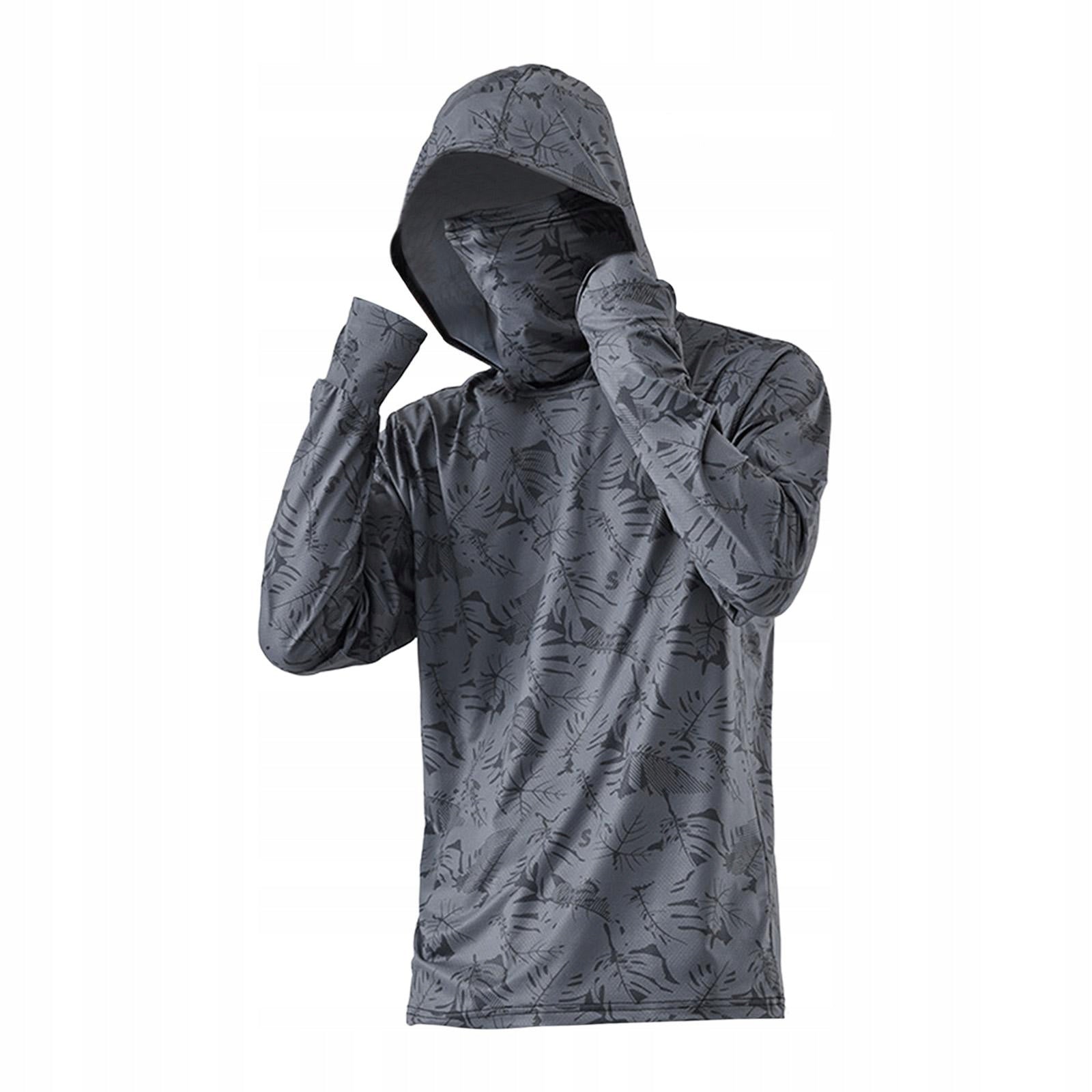 Sun Protection Jacket Men's Hoodie Long Sleeve Lightweight M Dark Gray