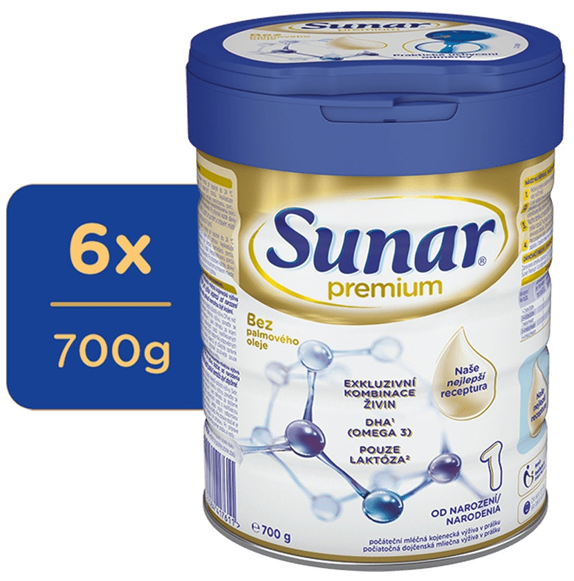 Sunar Premium 1, mléko pro miminka, 6 x 700 g