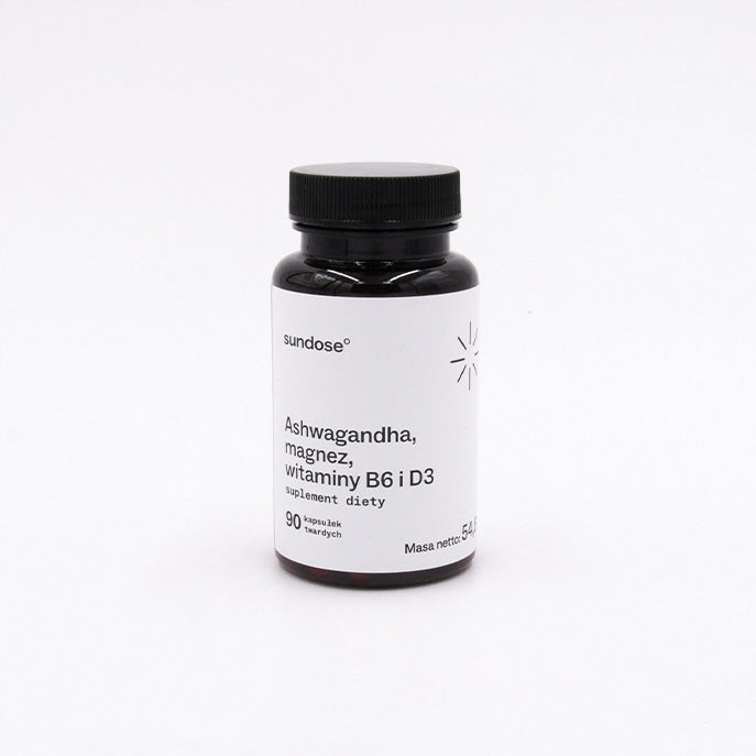 Sundose Ashwagandha Magnesium Vitamins B6 and D3 90 kaps. Brand Sundose