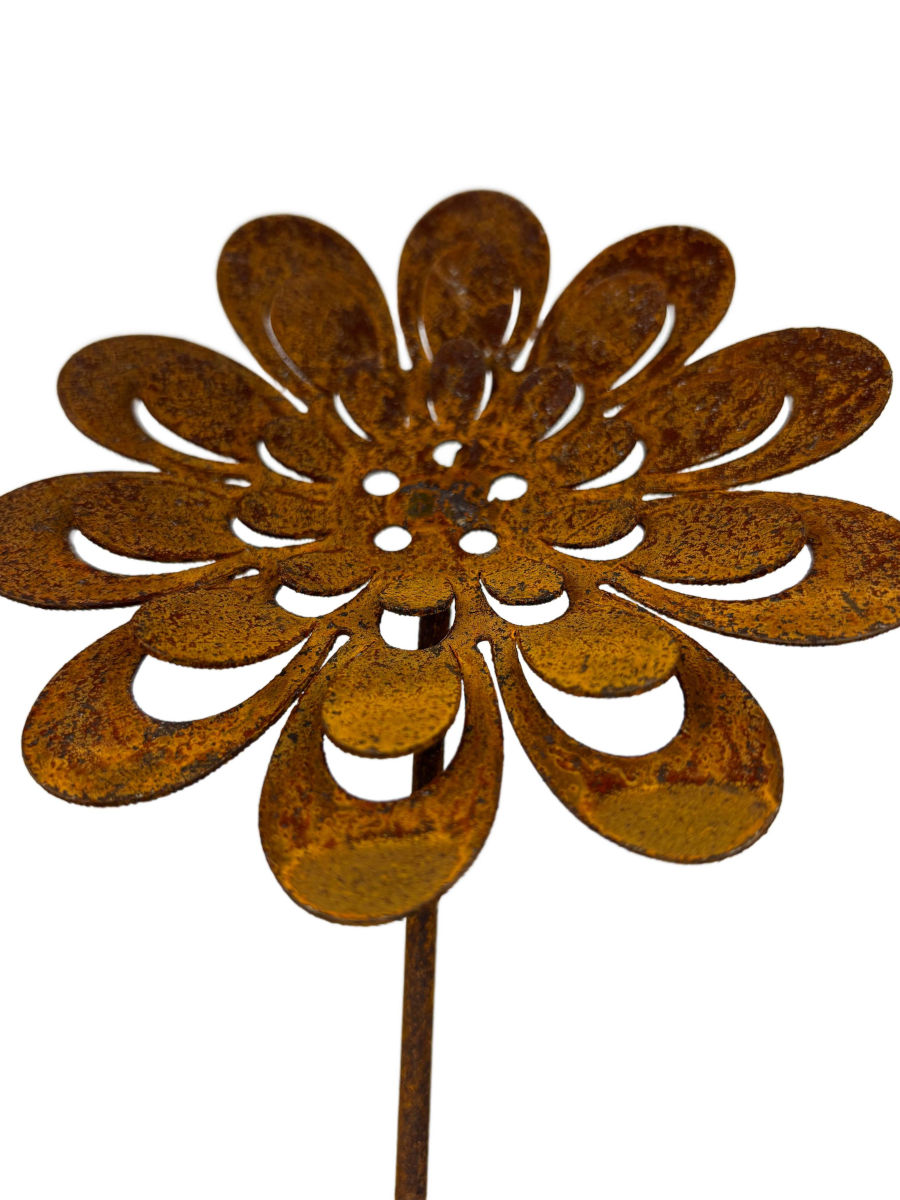 Sunflower flower 3D 75 cm | metal decoration on the rod | natural rust Main material metal