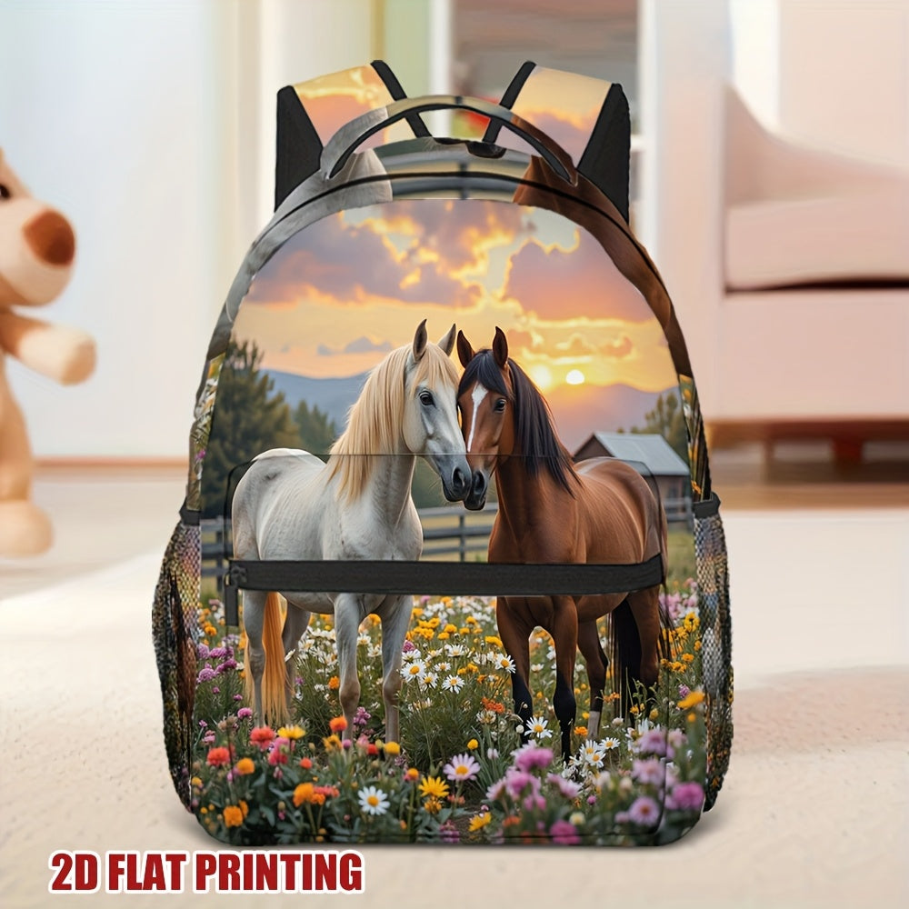 Sunset Manor Horse Backpack for School, Travel, and Commuting