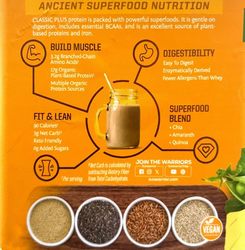 Sunwarrior PROYTEIN CLASSIC PLANT KETO 375 g chia amaranth seeds Packaging status original