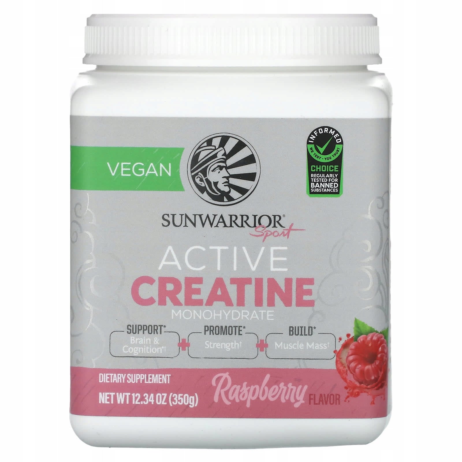 Sunwarrior, Sport, Active creatine monohydrate, raspberry, 350 g