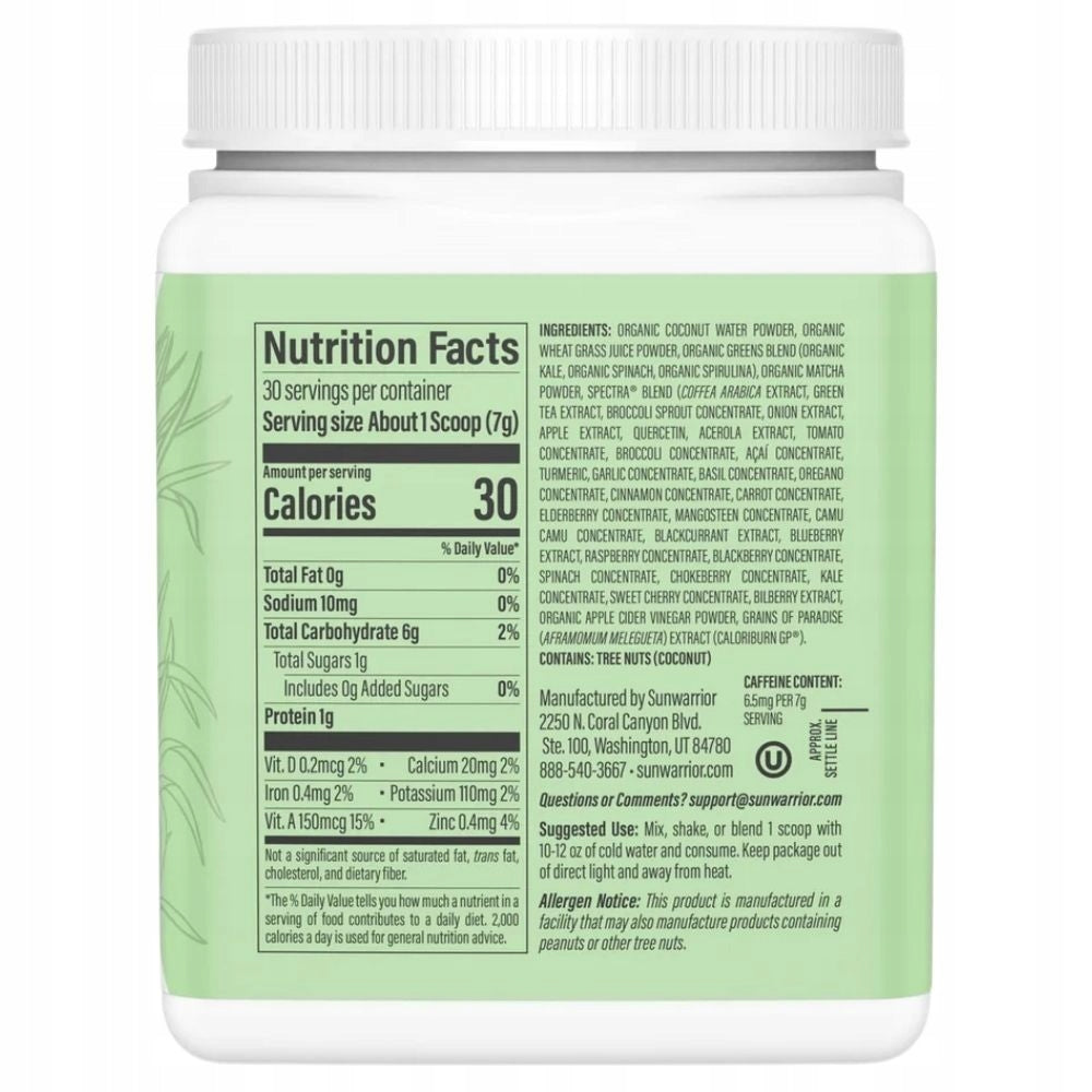 Sunwarrior Thermo Greens Natural Supports Energy Reduction Weight Loss 210g Packaging status original