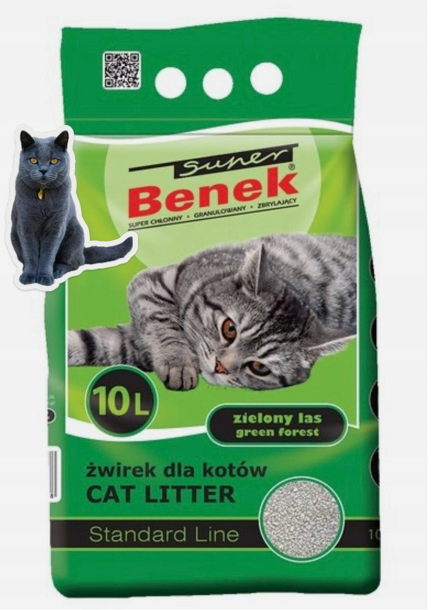 Super Benek 10L Green Forest - BENTONITE CAT LITTER Kind bentonite