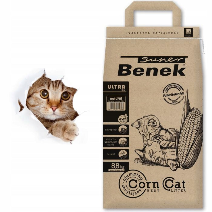 Super Benek Corn Cat Ultra 14L Fine Grain Cat Litter Corn Compact