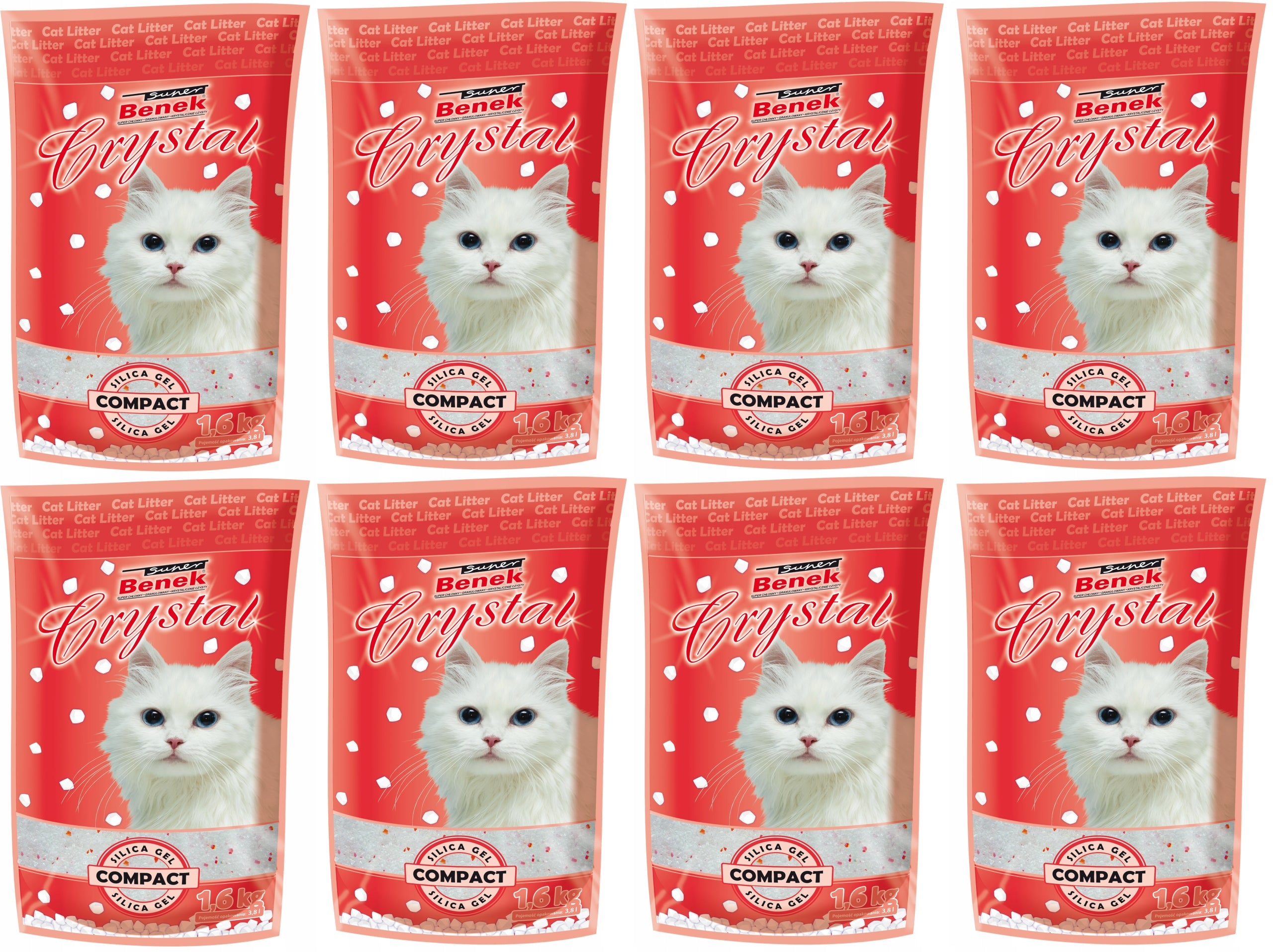 Super Benek Crystal Compact Stardust 8x3,8L Fine Silicone Litter