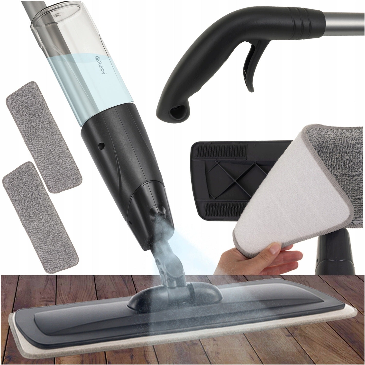 Super MOP WITH WASHER microfiber 41cm 600ml+2 OVERLAYS MOVABLE HEAD