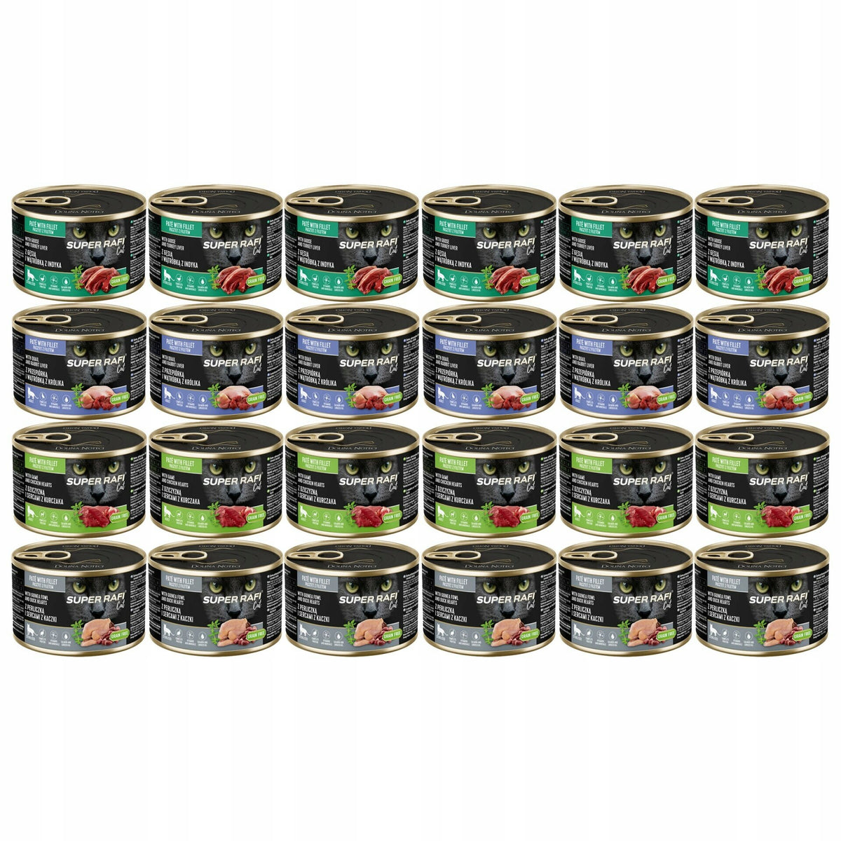 Super Rafi Cat Wet Cat Food MIX FLAVORS 24 x 185g