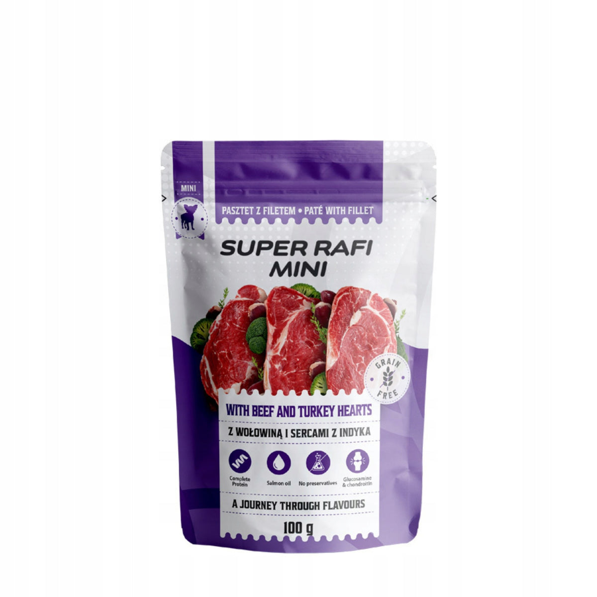Super Rafi MINI with beef and turkey hearts 100g