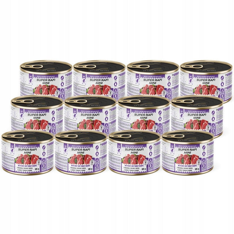 Super Rafi Mini Wet Food for Small Breed Dogs with Beef Set of 12 x 185g