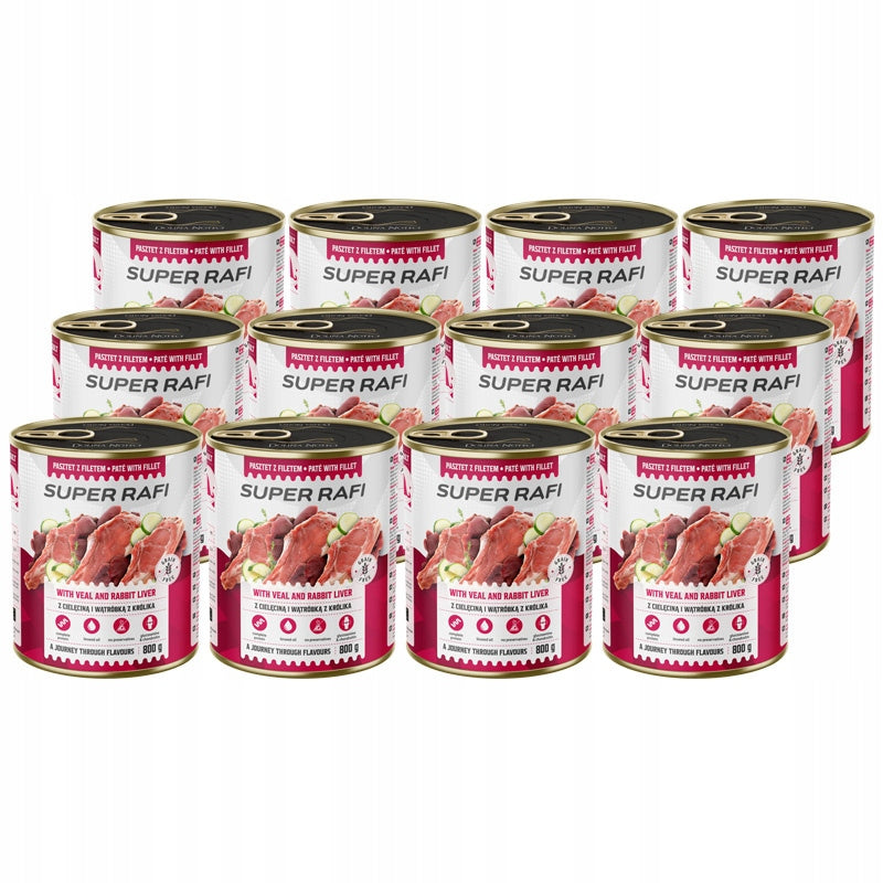 Super Rafi Wet dog food VEAL 12x 800g