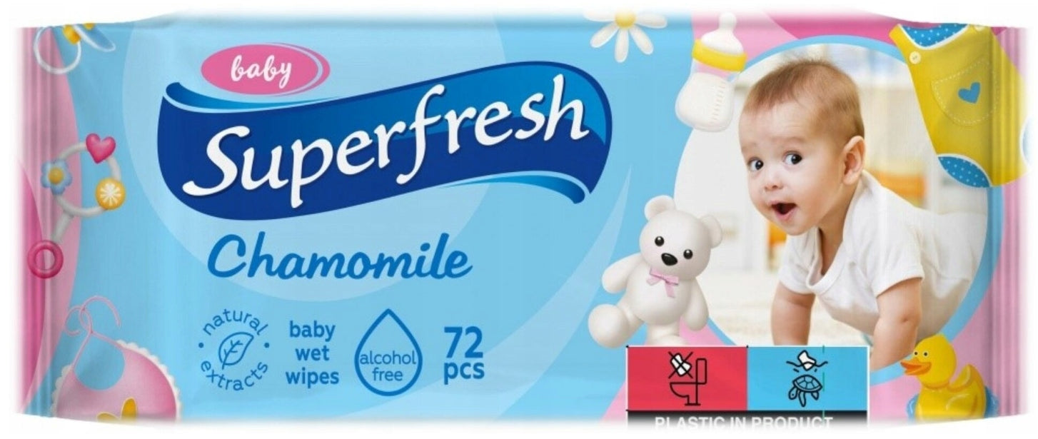 Superfresh Baby Gentle Moisturized Baby Wipes Chamomile 72 Pcs