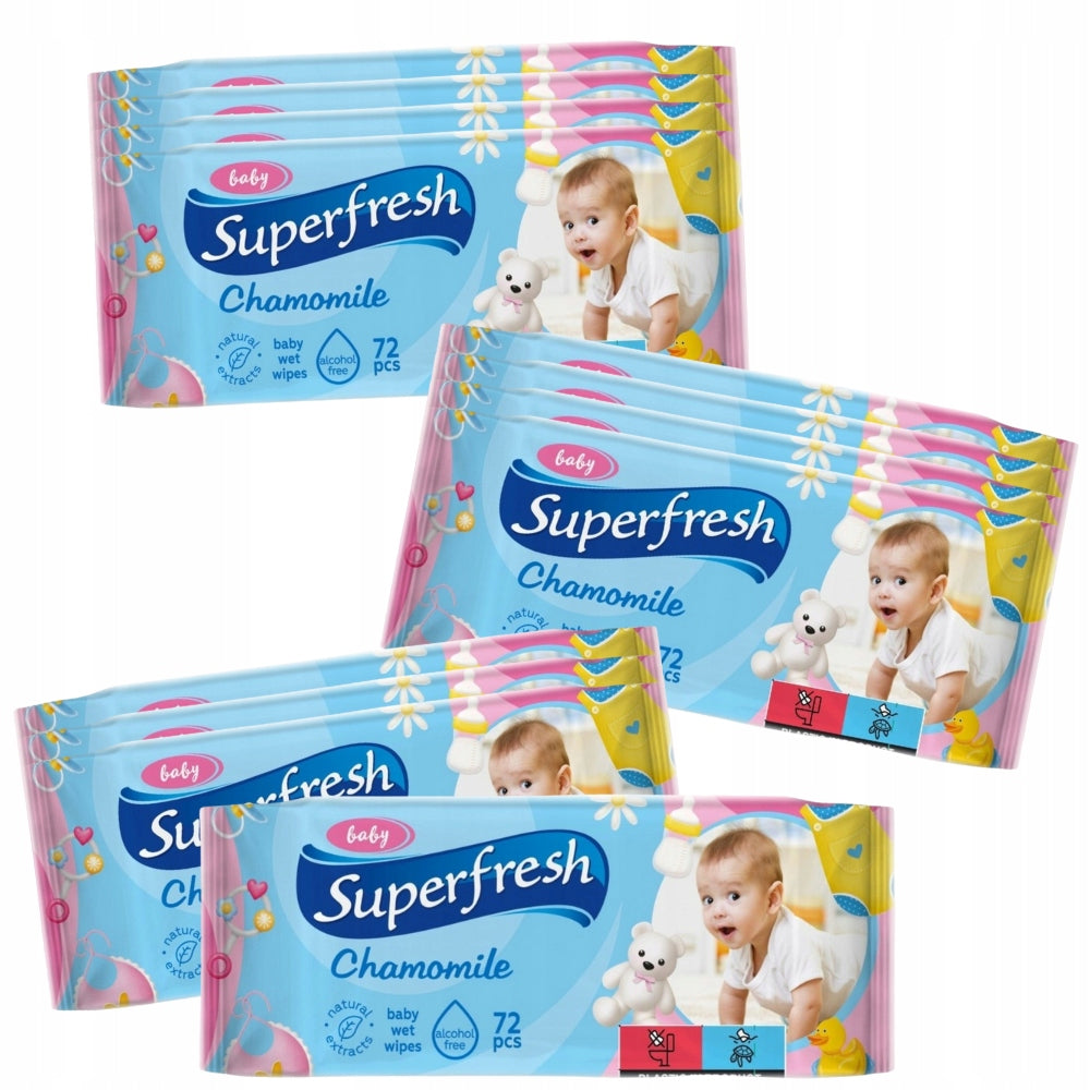 Superfresh Baby Moisturized Baby Wipes Chamomile Carton 12x72 Pcs