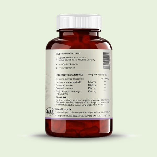 Suplement diety Joint Comfort kurkumina boswellia galangal 30 kaps Packaging status original