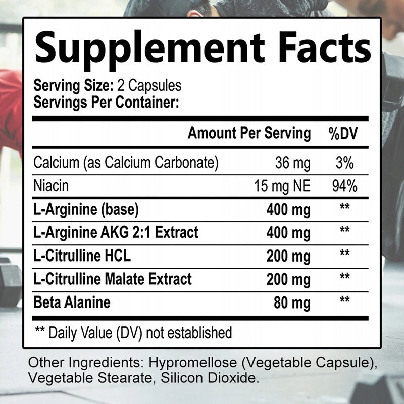 Supplement of nitric oxide with increased potency, L-arginine, 3 times higher si Expiration date at least 1 year from the date of purchase