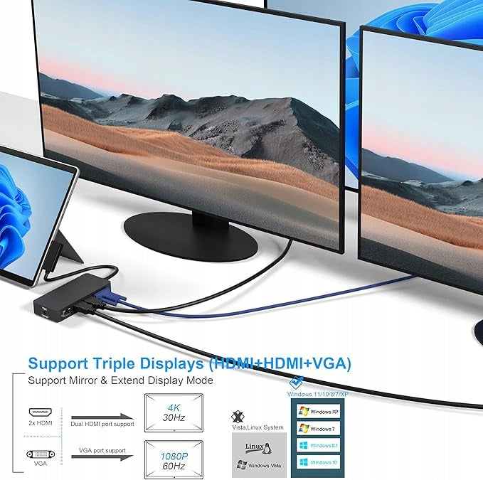 Surface 12w1 2xHDMI VGA Docking Station Triple Screen Pro Laptop Book Packaging status original