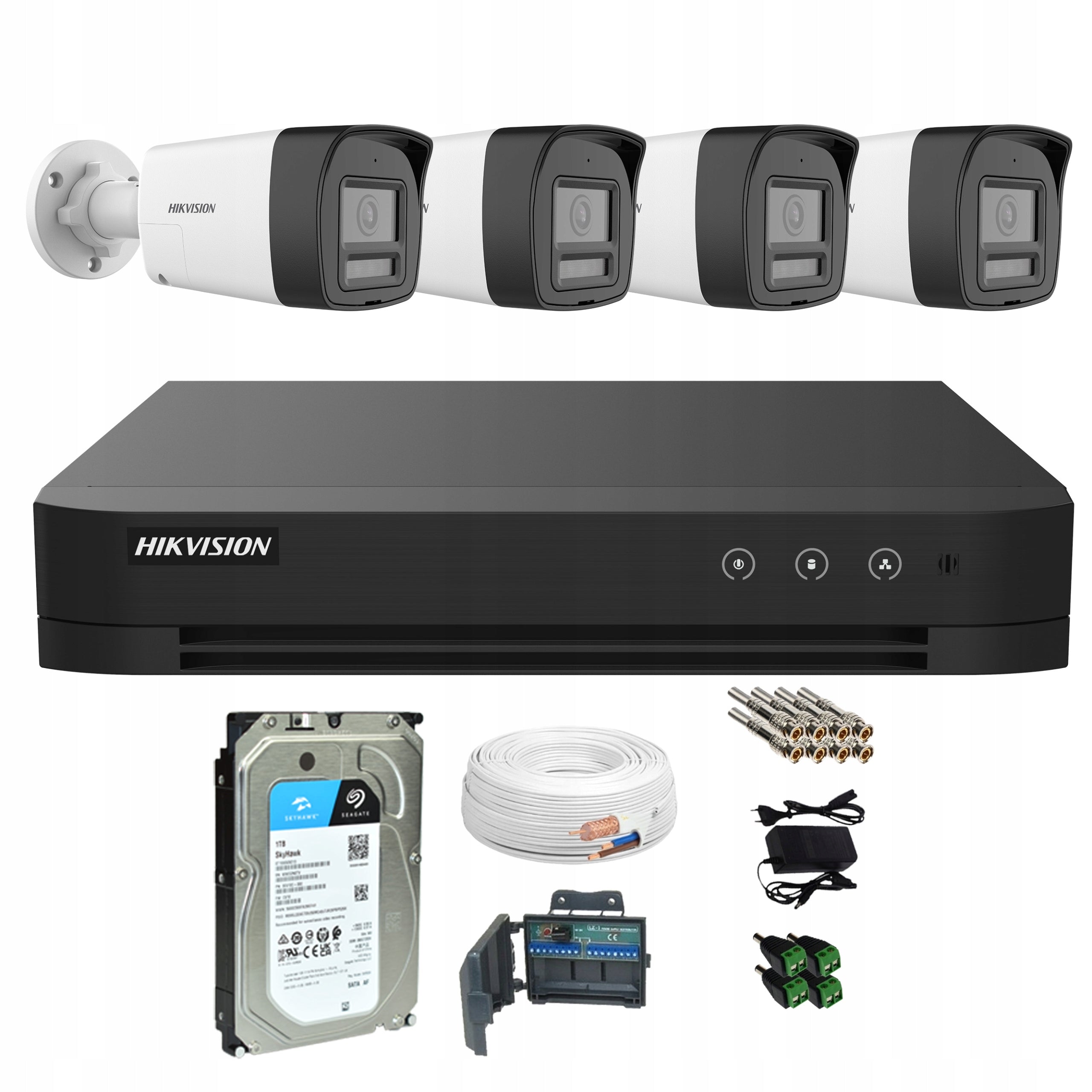 Surveillance kit 4 cameras hikvision AI 4K 8Mpx color at night Disk 1TB Packaging status original