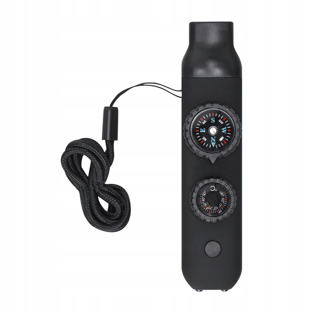 Survival whistle survival 6in1 compass thermometer magnifier mirror LED flashlight