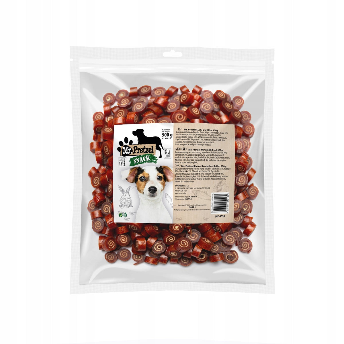 Sushi Treats for Dogs with Rabbit Mr. Pretzel 500 g Packaging status original