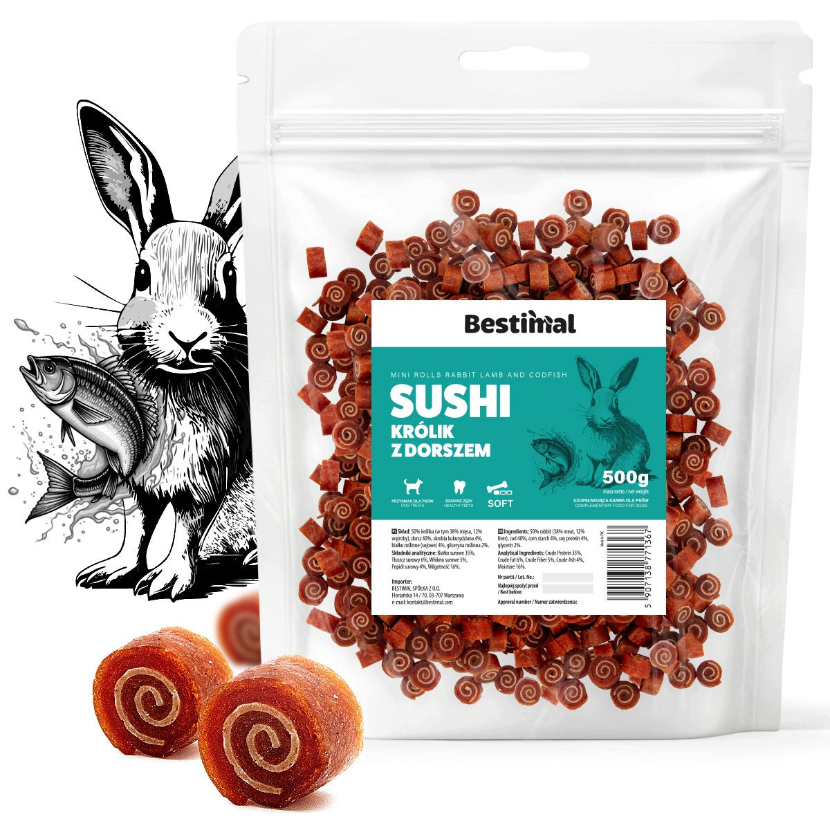 Sushi rabbit with fish 500g SOFT DOG TREAT TREATS TRAINERS
