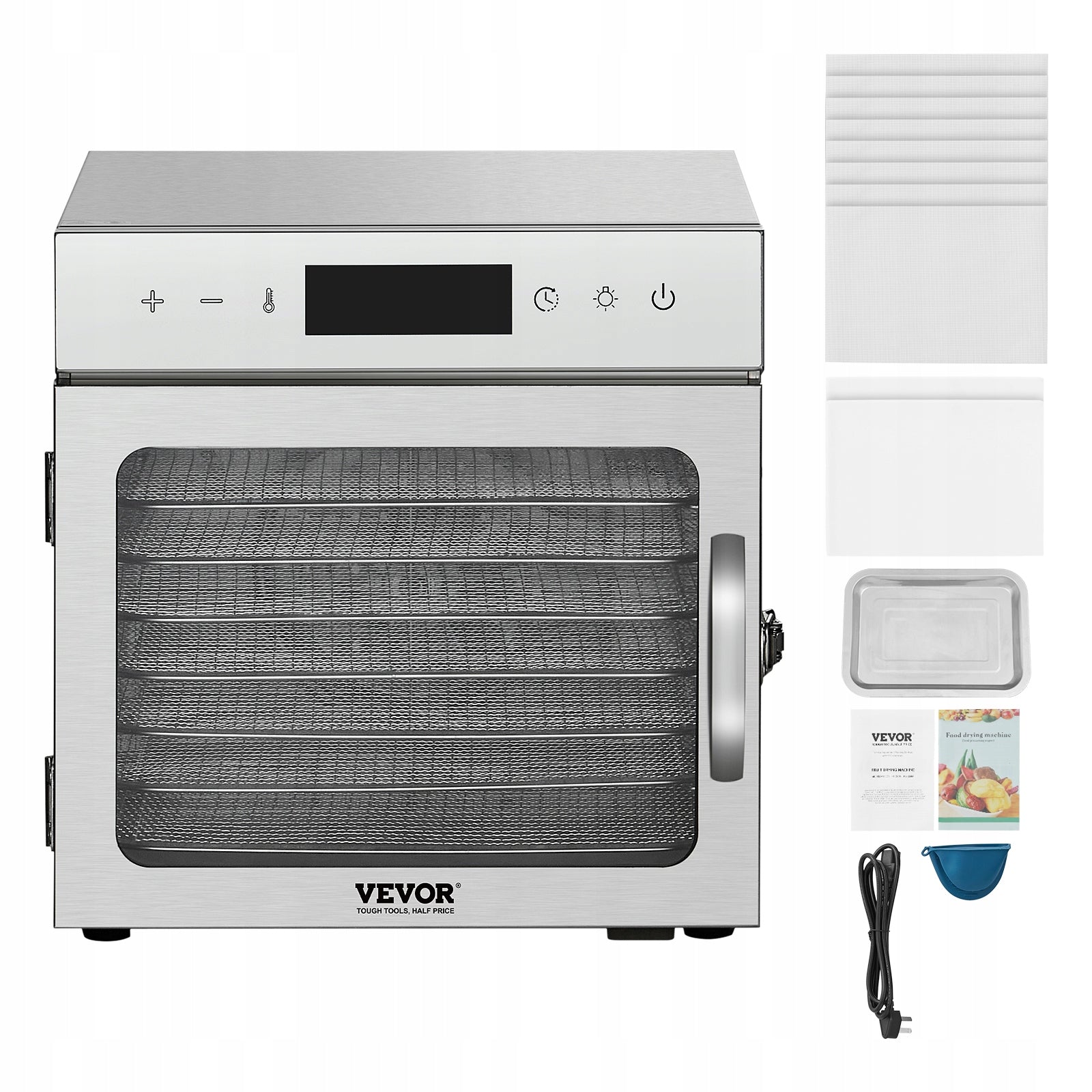 Suszarka Do Żywności 400W 8 Tacek Z Widoczne Okienko Dehydrator Żywności Dominant color silver