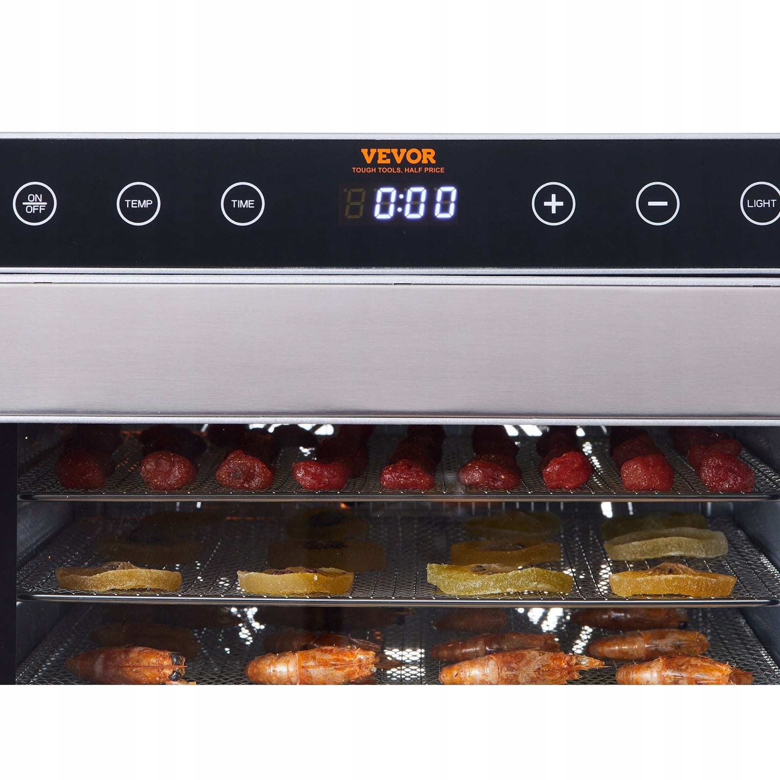 Suszarka Do Żywności 6 Tacek 400W Z Widoczne Okienko Dehydrator Żywności Dominant color silver/gray