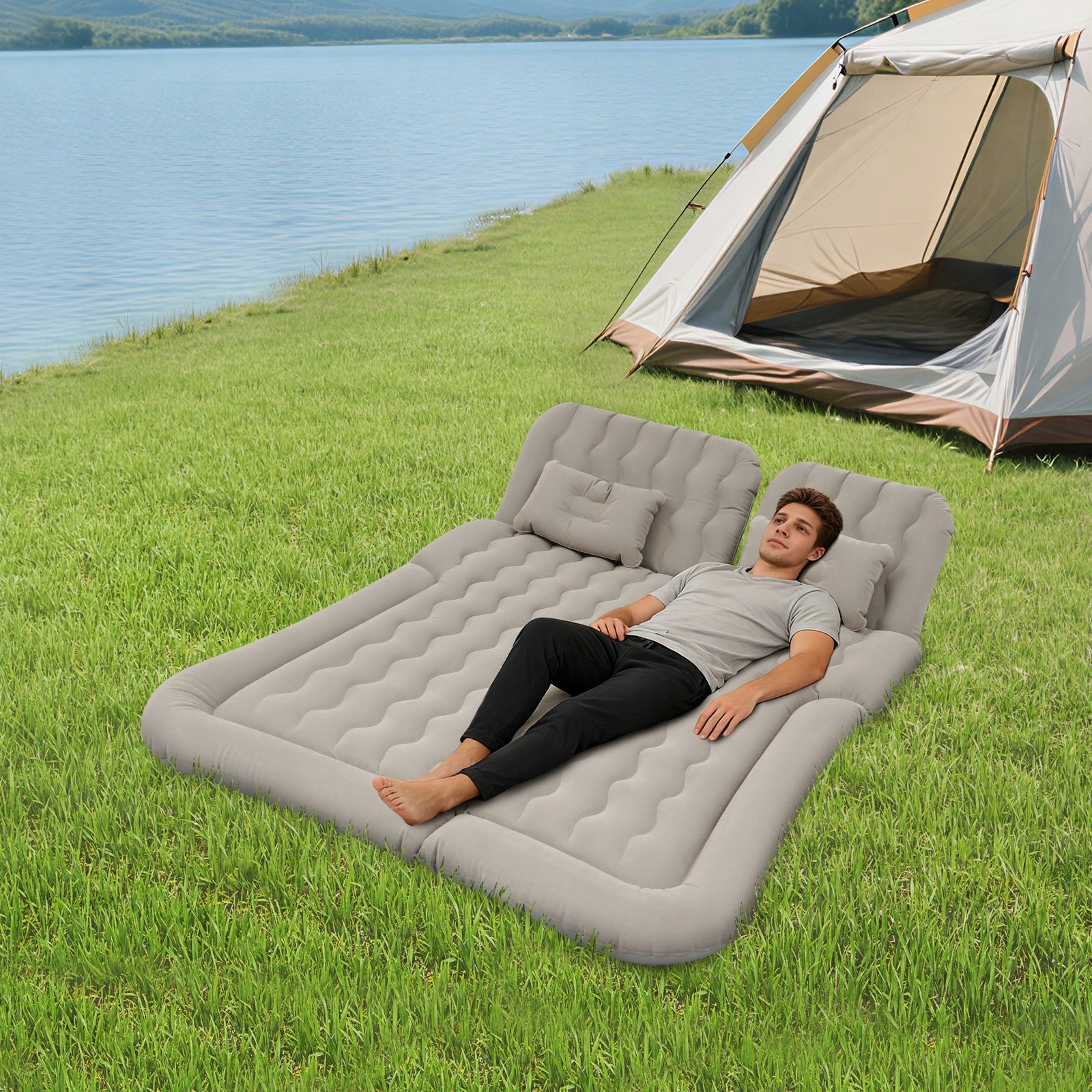 Suv Air Mattress Car Inflatable Bed with Electric Air Pump 1.74*1.26m Grey Manufacturer code FG15465