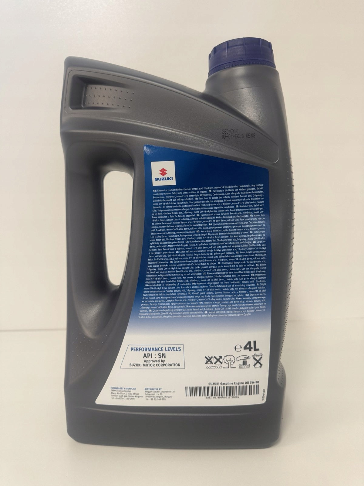 Suzuki Ecstar 4L 5W-30 API SN 990R0-21E72B-004 ORIGINAL Packaging status original