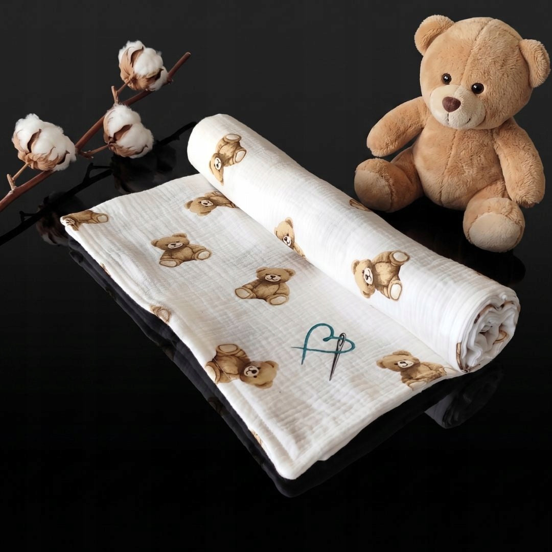 Swaddle -muslin Premium 100x100 Fairytale Bears Packaging status original