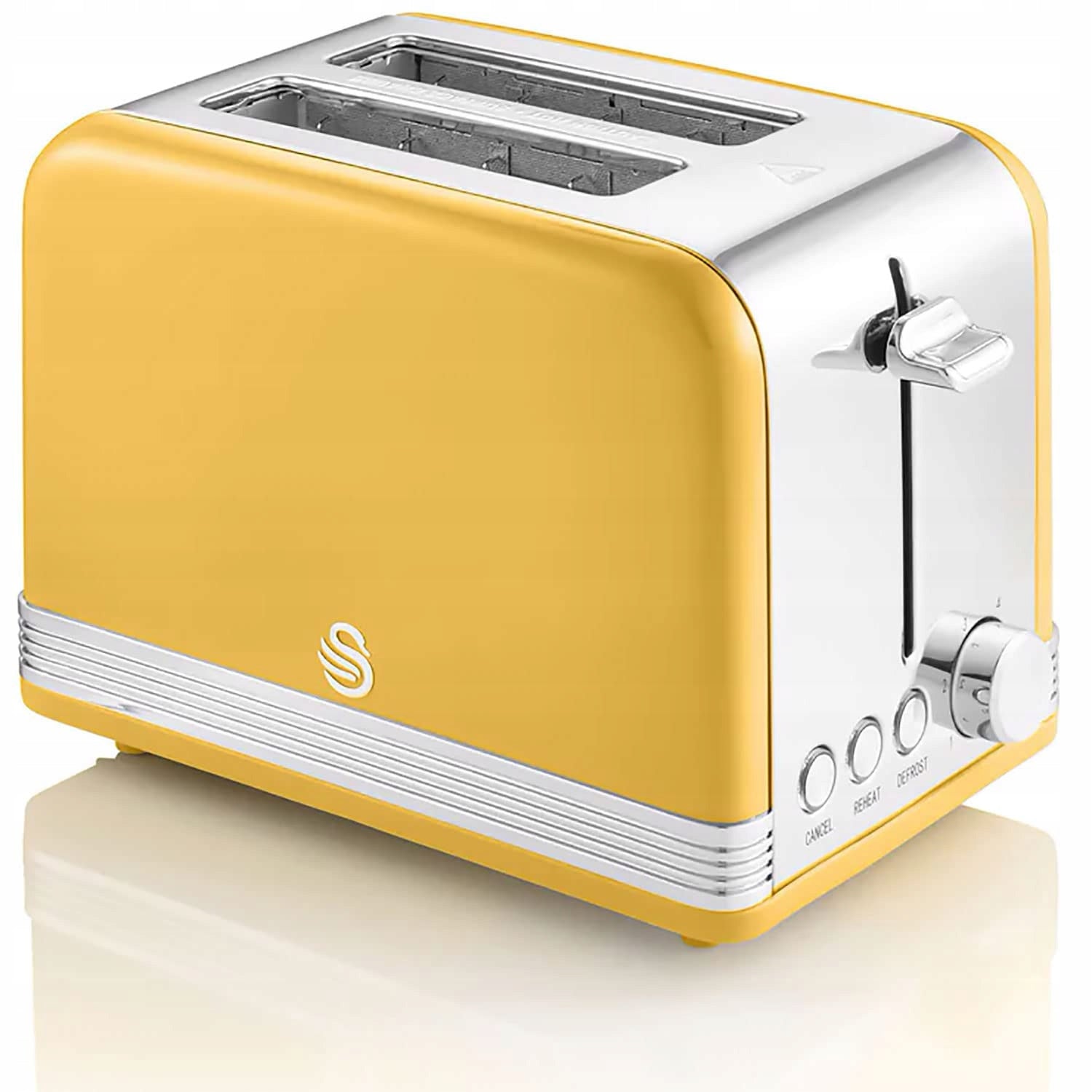 Swan Retro Toaster for 2 Slices Yellow Silver 815W