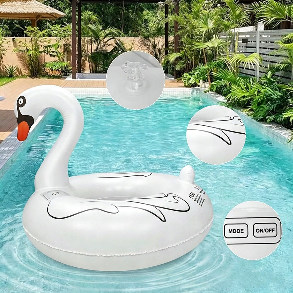 Swan Shaped Swimming Wheel, Inflatable Animals For Swimming Pool With LED Model Dmuchane Zwierzęta Do Basenu