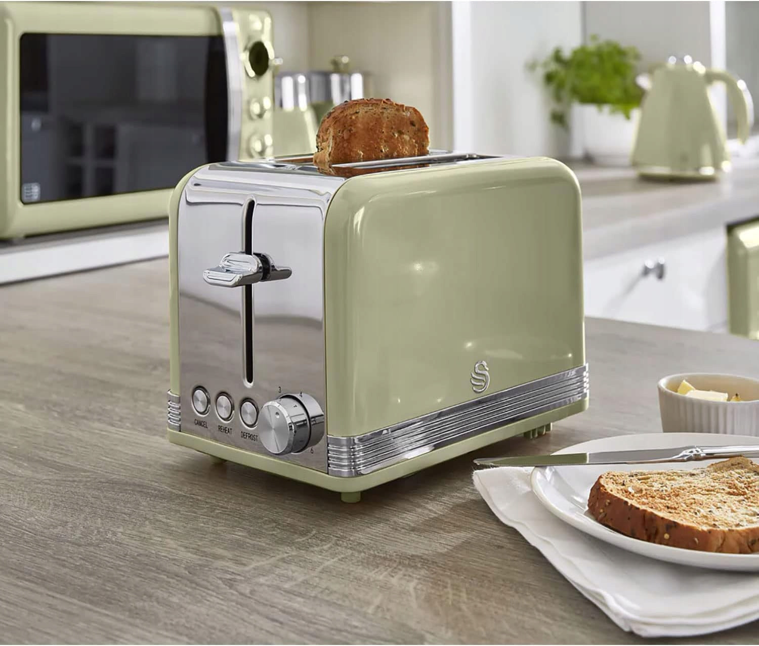 Swan Toaster 2 Wide Retro Slices 3 Functions 6 Levels Green Power rating 815 W