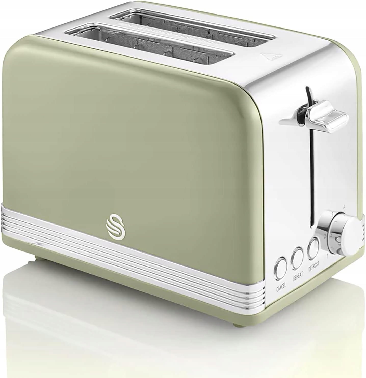 Swan Toaster 2 Wide Retro Slices 3 Functions 6 Levels Green
