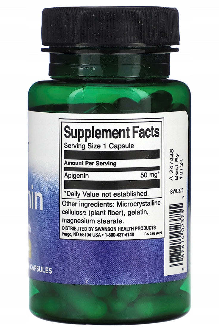 Swanson APIGENIN | APIGENIN | 50mg | 90 caps. | PROSTATE | REGENERATION SLEEP Expiration date at least 1 year from the date of purchase