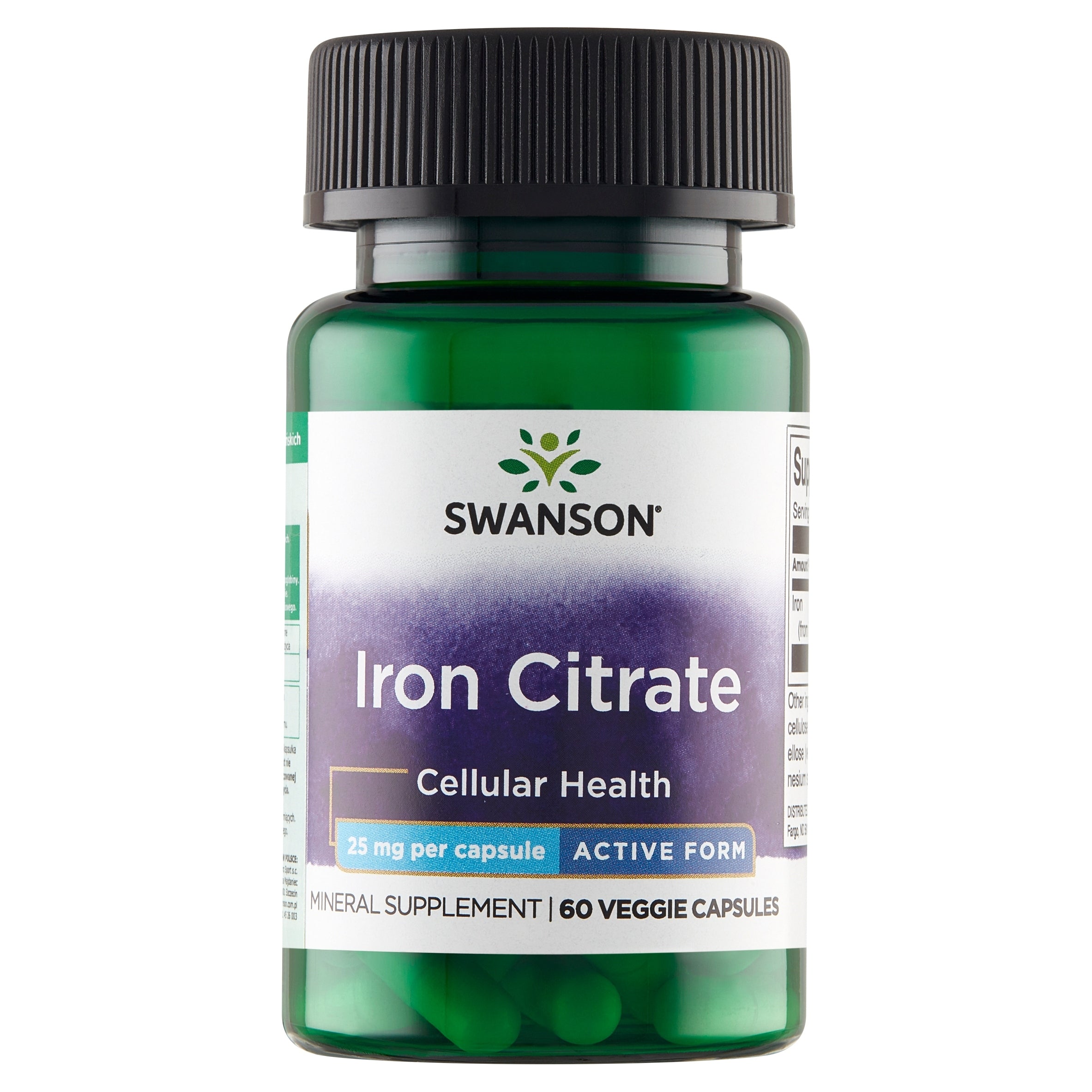 Swanson Iron Citrate 25mg Red Blood Oxygen Production 60 Capsules Brand Swanson