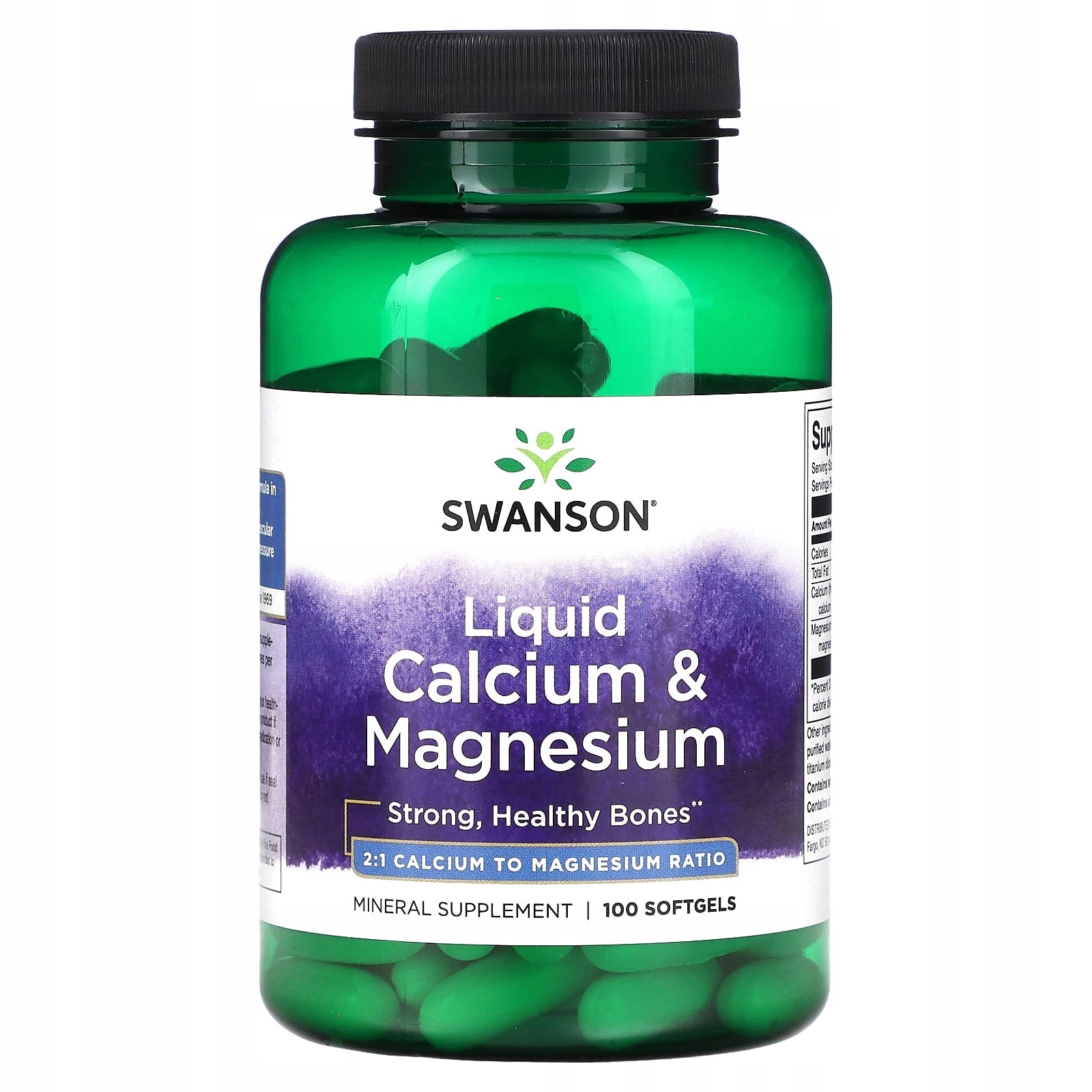 Swanson, Liquid Calcium & Magnesium, 100 Softgeli