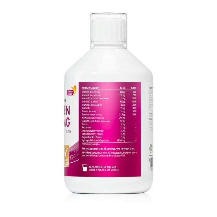 Swedish Nutra Marine Collagen 12500 mg Beauty Complex Marine Collagen 500 ml Brand Swedish Nutra