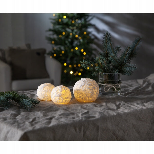 LED Wachskerze weiß 0,03W 9x10cm Schneeball 061-31 