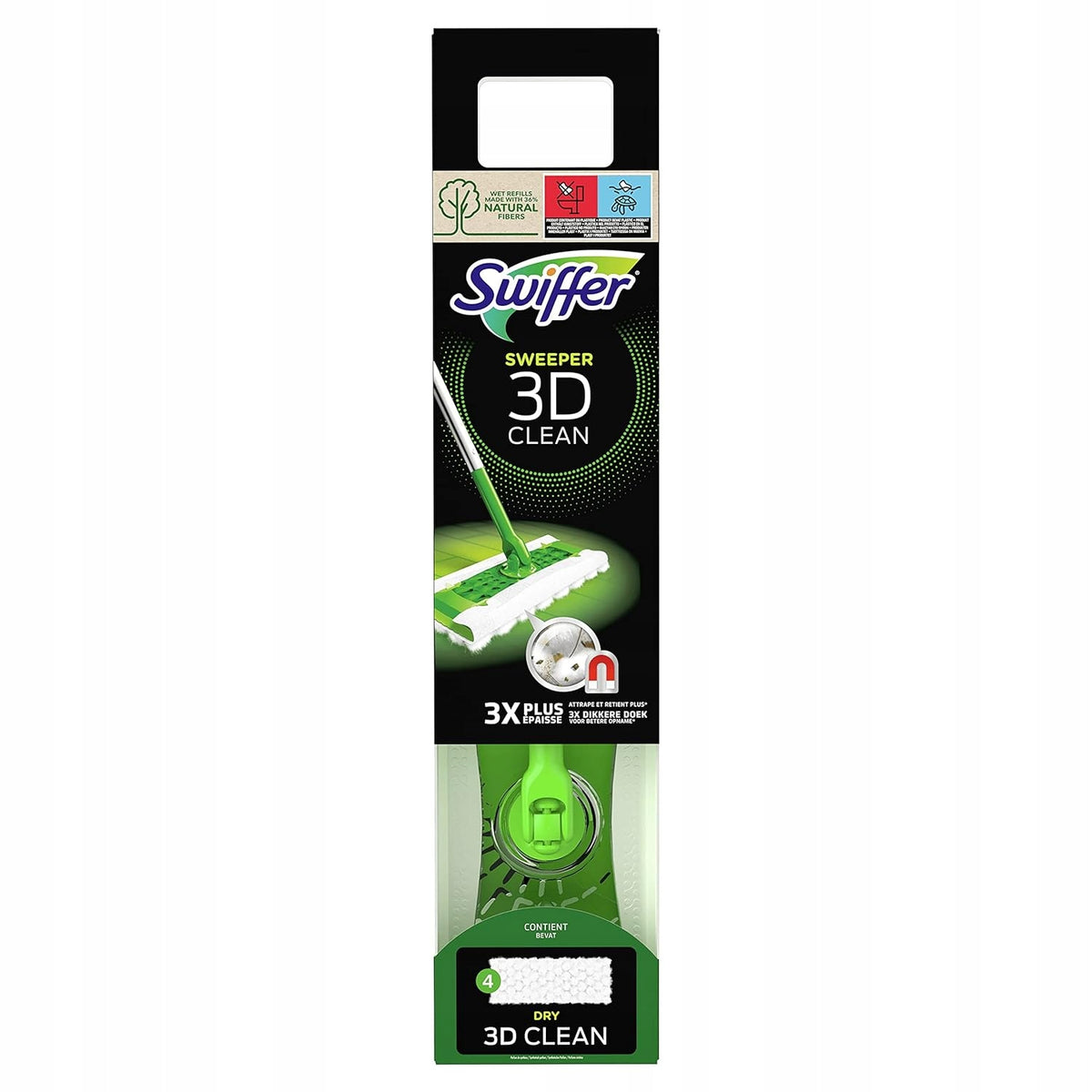 Swiffer 3D Starter Pack Flat Mop + Cartridges 4 Dry 2 Wet Manufacturer code 8006540040843